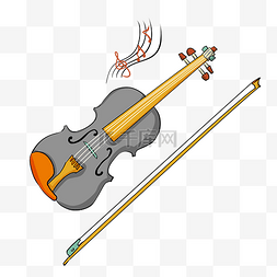 卡通古典乐器图片_灰色小提琴卡通插画