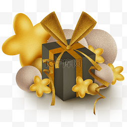 金色礼物盒圣诞图片_金色星星和礼物盒平安夜