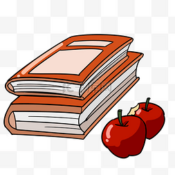 卡通苹果红色图片_红色书本苹果插画