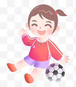 踢足球的女运动员插画