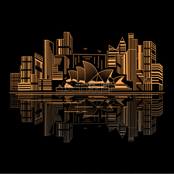 悉尼建筑ai图片_线描城市建筑