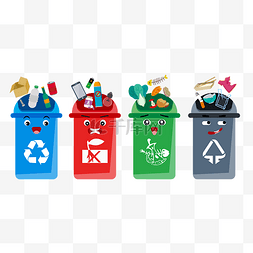 垃圾分类分类图片_可回收分类垃圾桶