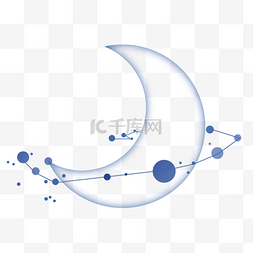 蓝色月亮圆形线条组合