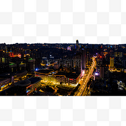 航拍夜景图片_武汉城市街道日落大气航拍