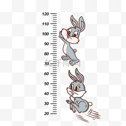 卡通灰色兔兔图片_灰色兔子测量身高元素
