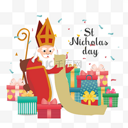 saint nicholas day红色礼物节日