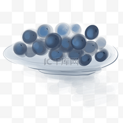 蓝莓水墨图片_水墨一盘子蓝莓