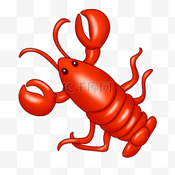 红色海鲜龙虾插画