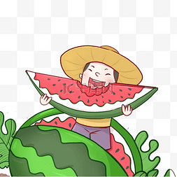 果农图片_吃西瓜的果农