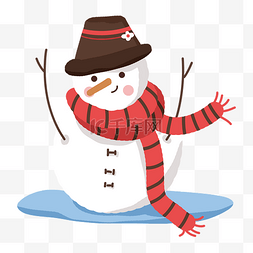 圣诞雪人围巾帽子雪树枝