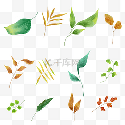 手绘水彩绿色树叶图片_手绘水彩绿色树叶元素