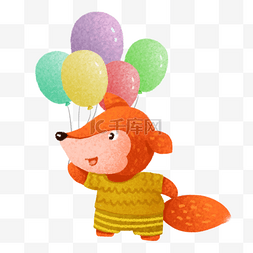 卡通小松鼠放气球