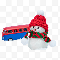 雪佛兰汽车背景图片_圣诞节装饰雪人和雪地汽车