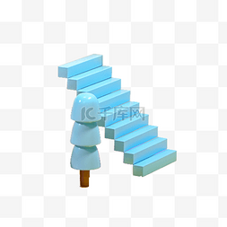 楼梯梯子图片_蓝色的梯子免抠图