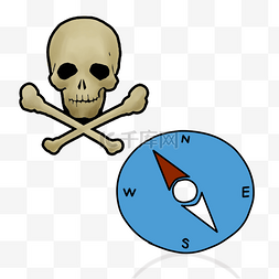 创意插画海盗设计图片指南针