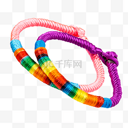 编织绳子图片_实拍粉色紫色手链