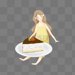 小清新蛋糕海报图片_抱着蛋糕的女孩