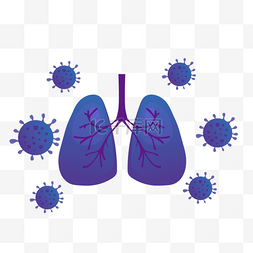 肺炎肺部卡通图片图片_卡通手绘紫色肺炎插画
