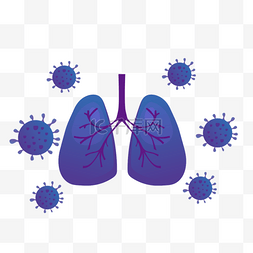 卡通手绘紫色肺炎插画