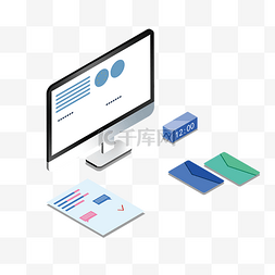 电子商务邮件图片_立体办公室电脑桌桌面