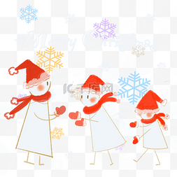 新年圣诞节可爱雪人雪花装饰