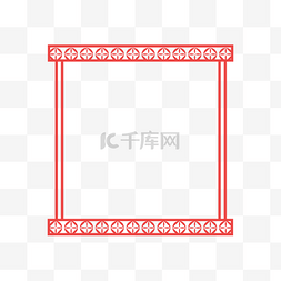 框简约方形图片_红色古风花纹剪纸方形边框