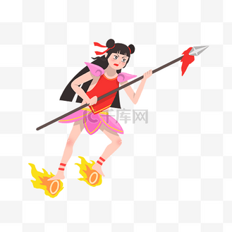 哪跟哪图片素材_脚踏风火轮哪吒