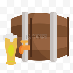 酒桶啤酒杯插画