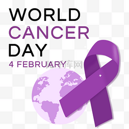 world cancer day紫色丝带地球节日身