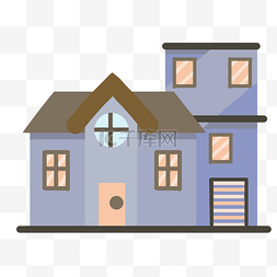 紫色的房子装饰插画