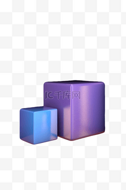 益智简约图片_紫色蓝色的方形积木png素材