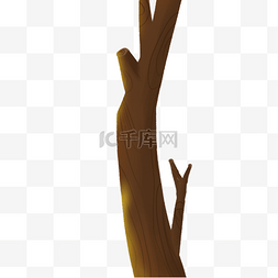 大树树干木材卡通插画