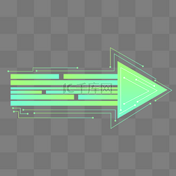 向右指示箭头图片_绿色向右科技感箭头