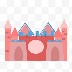 尖顶城堡图片_红色尖顶城堡插画