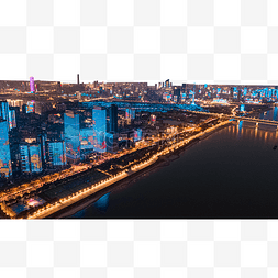 武汉城市建筑汉阳江滩航拍