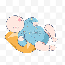 蓝色衣服婴儿图片_婴儿小孩卡通插画