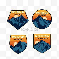 手绘登山户外运动贴纸logo