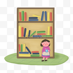 书本的小孩图片_教育培训在看书的小女孩书架