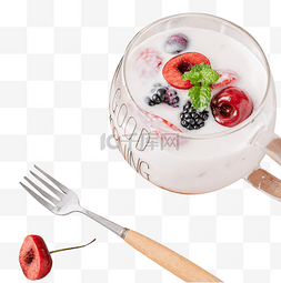 酸奶草莓图片_车厘子草莓黑莓水果酸奶奶昔