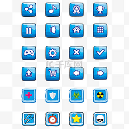 蓝色系游戏按钮icon