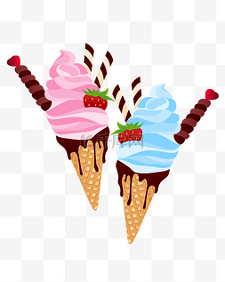 雪糕草莓图片_两份冰激凌