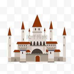古堡城堡图片_立体米色城堡插画