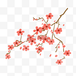 红色花朵花枝插图