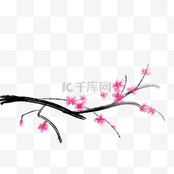 中国风水墨桃花装饰元素
