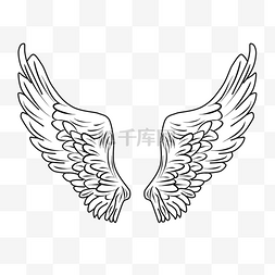 天使的翅膀手绘图片_手绘线条黑色卡通翅膀
