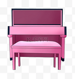 漂亮的钢琴插画图片_粉色钢琴卡通插画