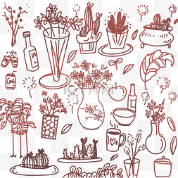 印花瓶子图片_手绘植物静物底纹印花