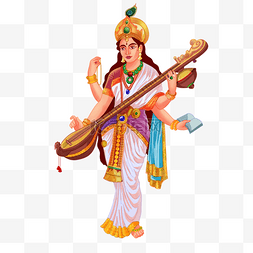 sitar图片_印度女神vasant panchami弹琴庆祝节日