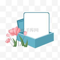 蓝色礼盒母亲节边框