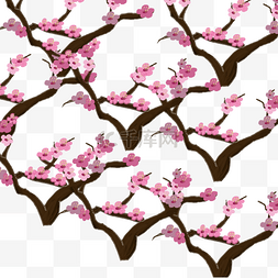 手绘桃花树装饰图案